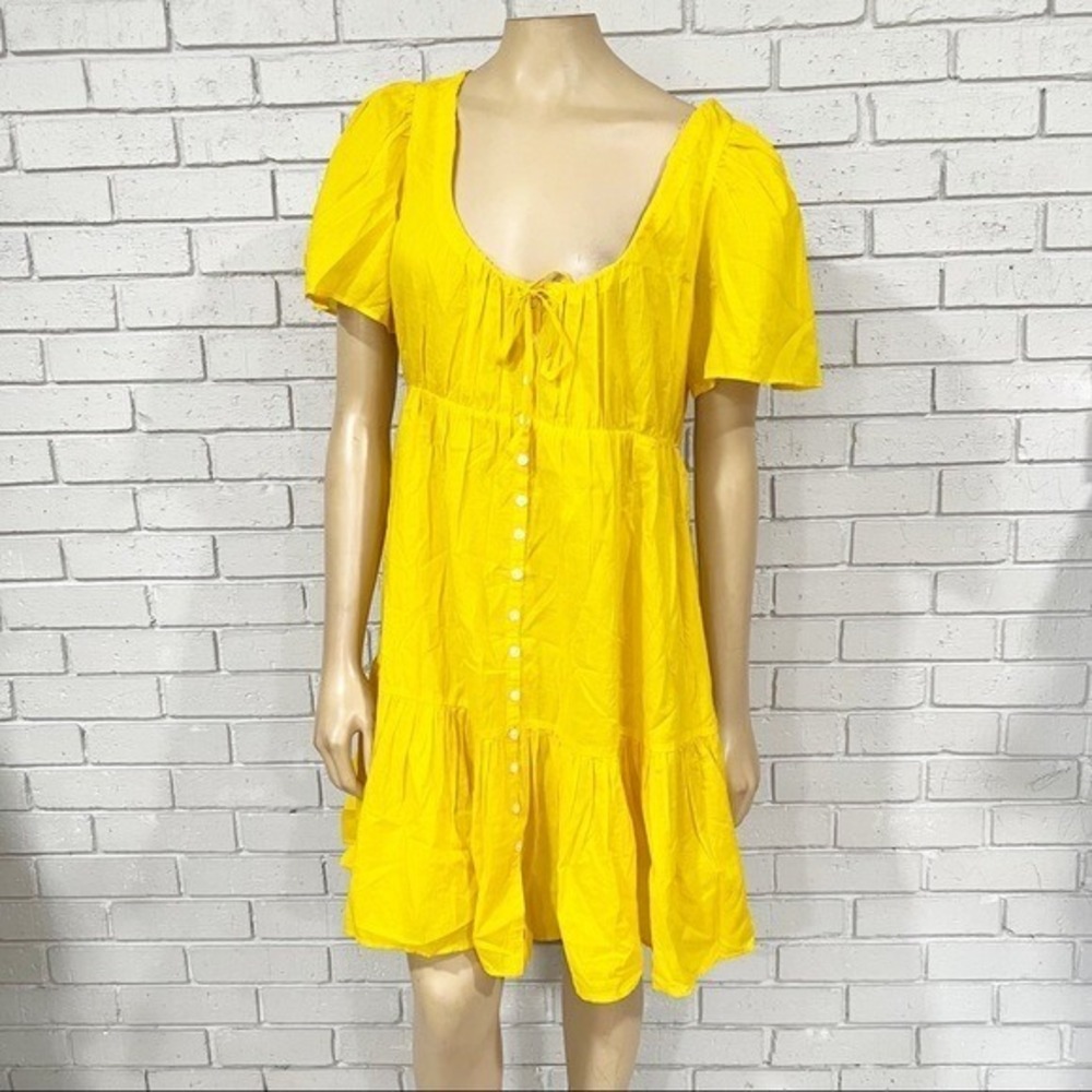 J.Crew Cotton Voile Tiered Button Down Beach Dress Yellow Boho NWT M